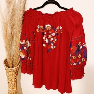 Floral red blouse